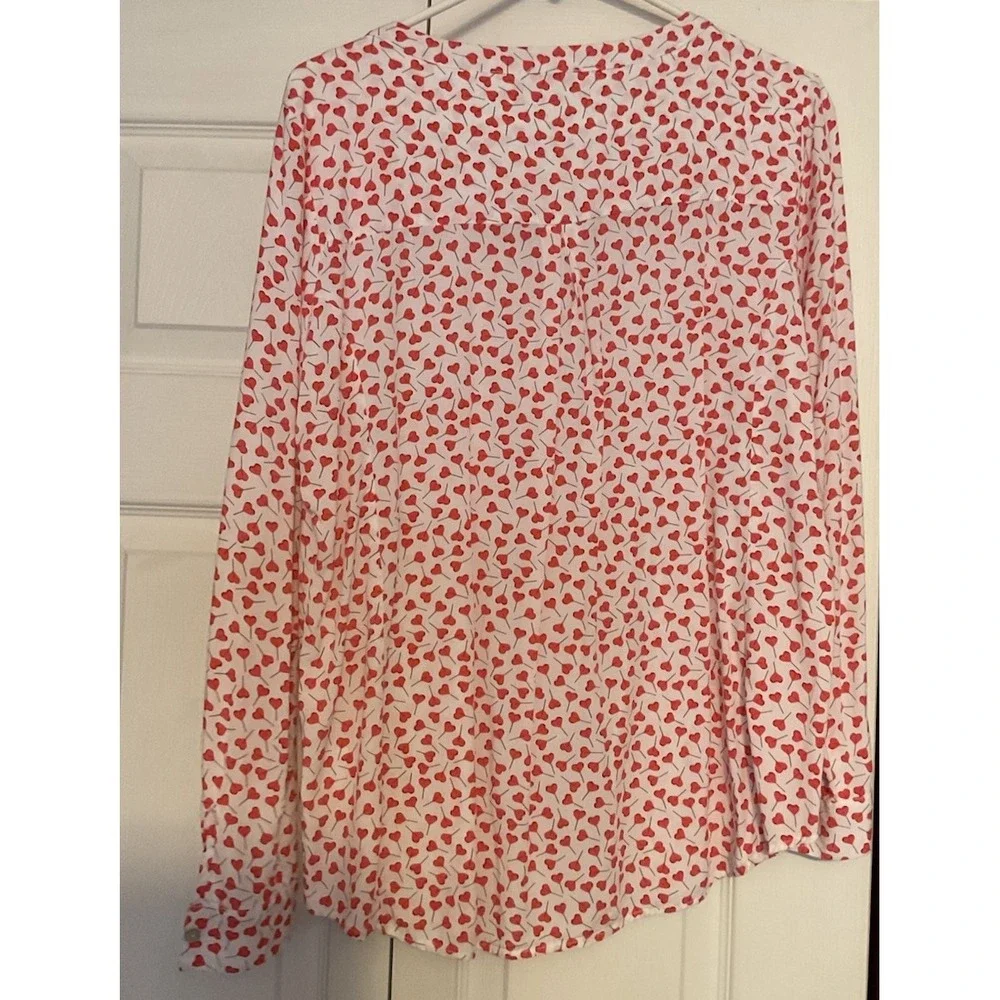 Jane‎ & Delancey Heart Button up Down Blouse Top Size Large Valentine’s Day